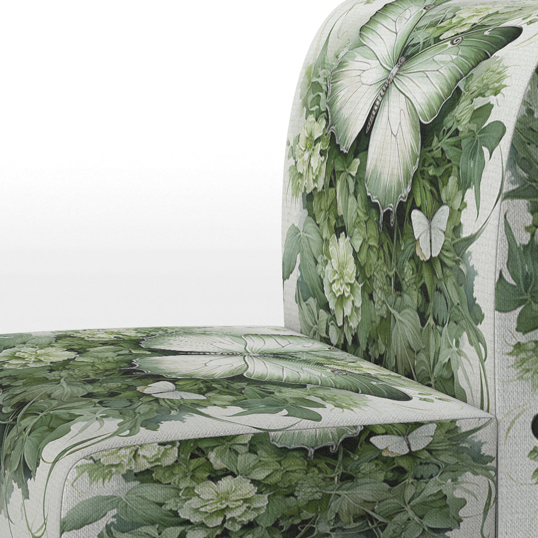 Green Butterfly Whirling Beauty - Upholstered Modern Accent Chairs