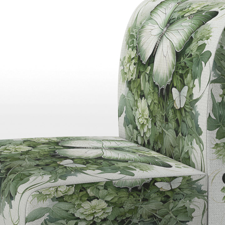 Green Butterfly Whirling Beauty - Upholstered Modern Accent Chairs