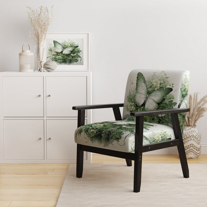 Green Butterfly Whirling Beauty - Upholstered Modern Accent Chairs