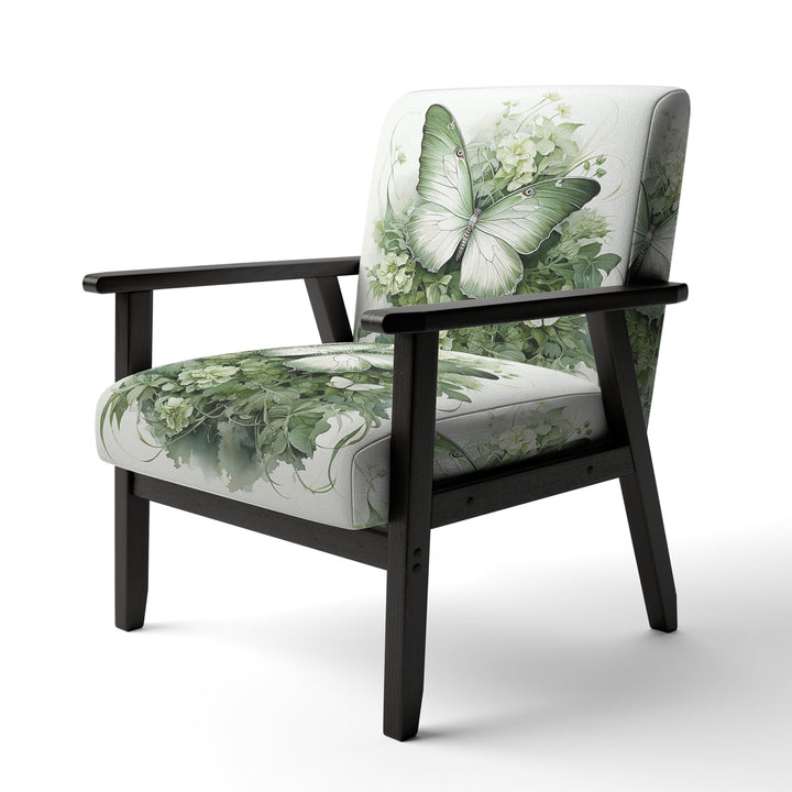 Green Butterfly Whirling Beauty - Upholstered Modern Accent Chairs