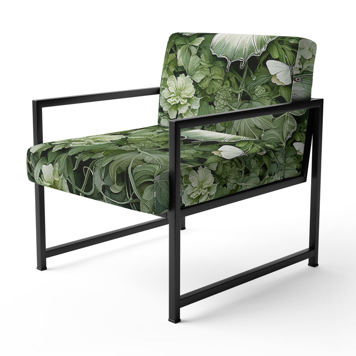 Green Butterfly Whirling Beauty - Upholstered Modern Accent Chairs