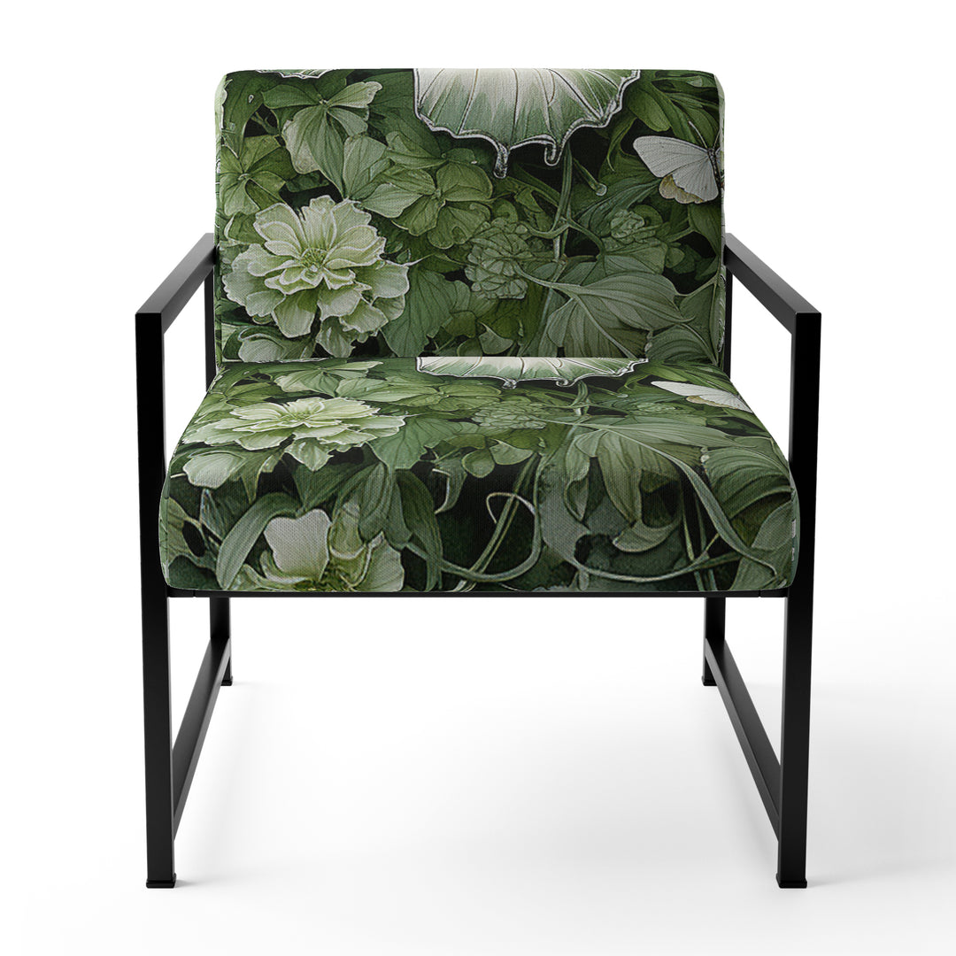 Green Butterfly Whirling Beauty - Upholstered Modern Accent Chairs