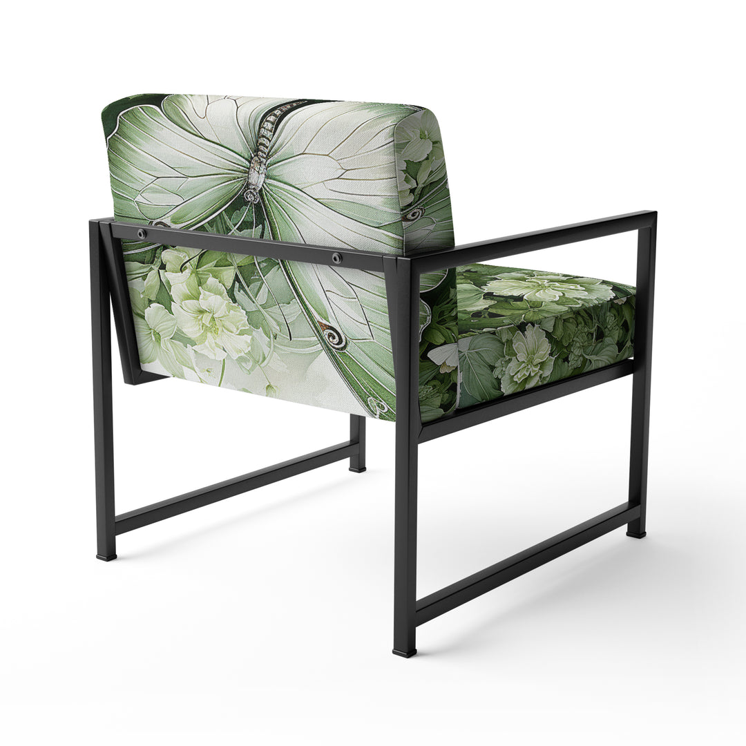 Green Butterfly Whirling Beauty - Upholstered Modern Accent Chairs
