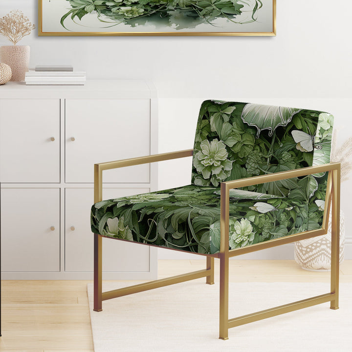 Green Butterfly Whirling Beauty - Upholstered Modern Accent Chairs