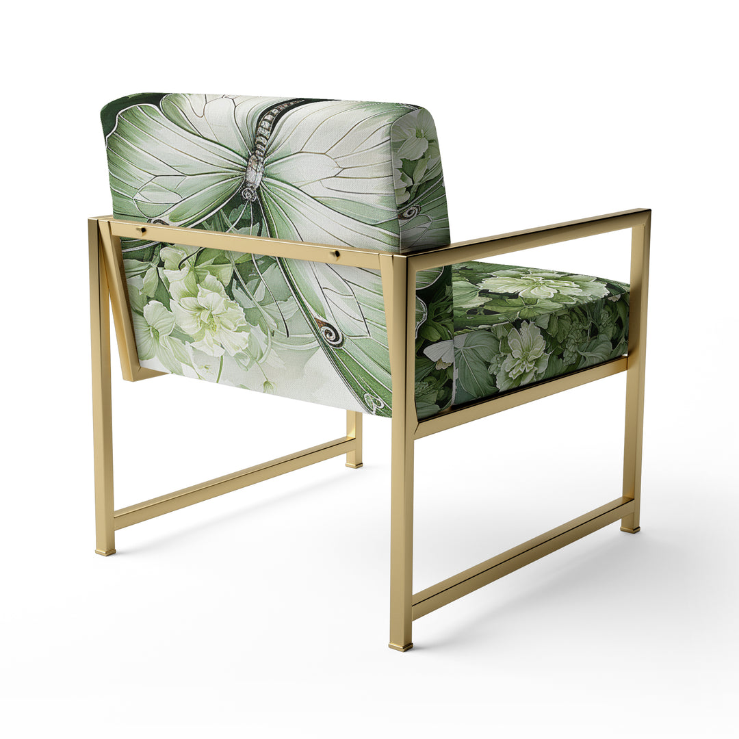 Green Butterfly Whirling Beauty - Upholstered Modern Accent Chairs