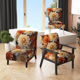 Coral Orange Charming Chrysanthemums - Traditional Accent Slipper Chair