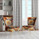 Coral Orange Charming Chrysanthemums - Traditional Accent Slipper Chair