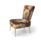 Coral Orange Charming Chrysanthemums - Traditional Accent Slipper Chair