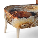 Coral Orange Charming Chrysanthemums - Traditional Accent Slipper Chair