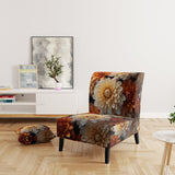 Coral Orange Charming Chrysanthemums - Traditional Accent Slipper Chair