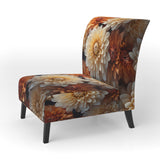 Coral Orange Charming Chrysanthemums - Traditional Accent Slipper Chair