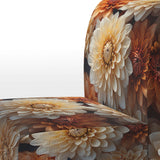 Coral Orange Charming Chrysanthemums - Traditional Accent Slipper Chair