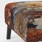 Coral Orange Charming Chrysanthemums - Traditional Accent Slipper Chair