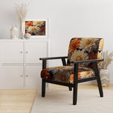 Coral Orange Charming Chrysanthemums - Traditional Accent Slipper Chair
