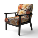 Coral Orange Charming Chrysanthemums - Traditional Accent Slipper Chair