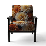 Coral Orange Charming Chrysanthemums - Traditional Accent Slipper Chair