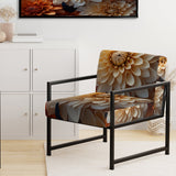 Coral Orange Charming Chrysanthemums - Traditional Accent Slipper Chair