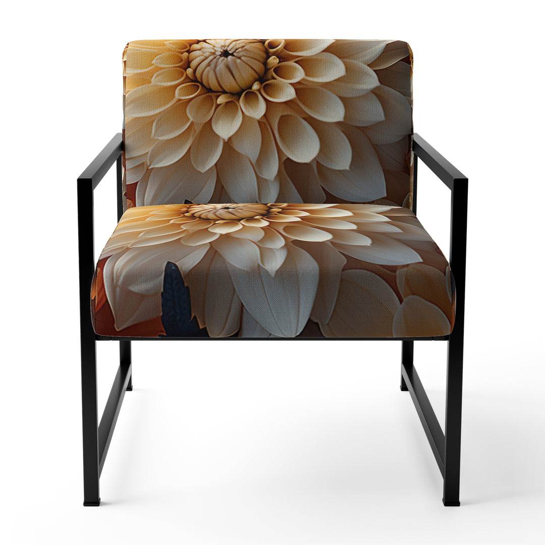 Coral Orange Charming Chrysanthemums - Traditional Accent Slipper Chair