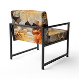 Coral Orange Charming Chrysanthemums - Traditional Accent Slipper Chair