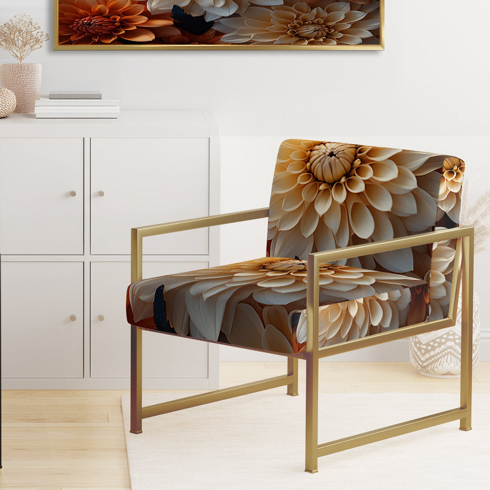 Coral Orange Charming Chrysanthemums - Traditional Accent Slipper Chair