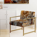 Coral Orange Charming Chrysanthemums - Traditional Accent Slipper Chair