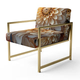 Coral Orange Charming Chrysanthemums - Traditional Accent Slipper Chair