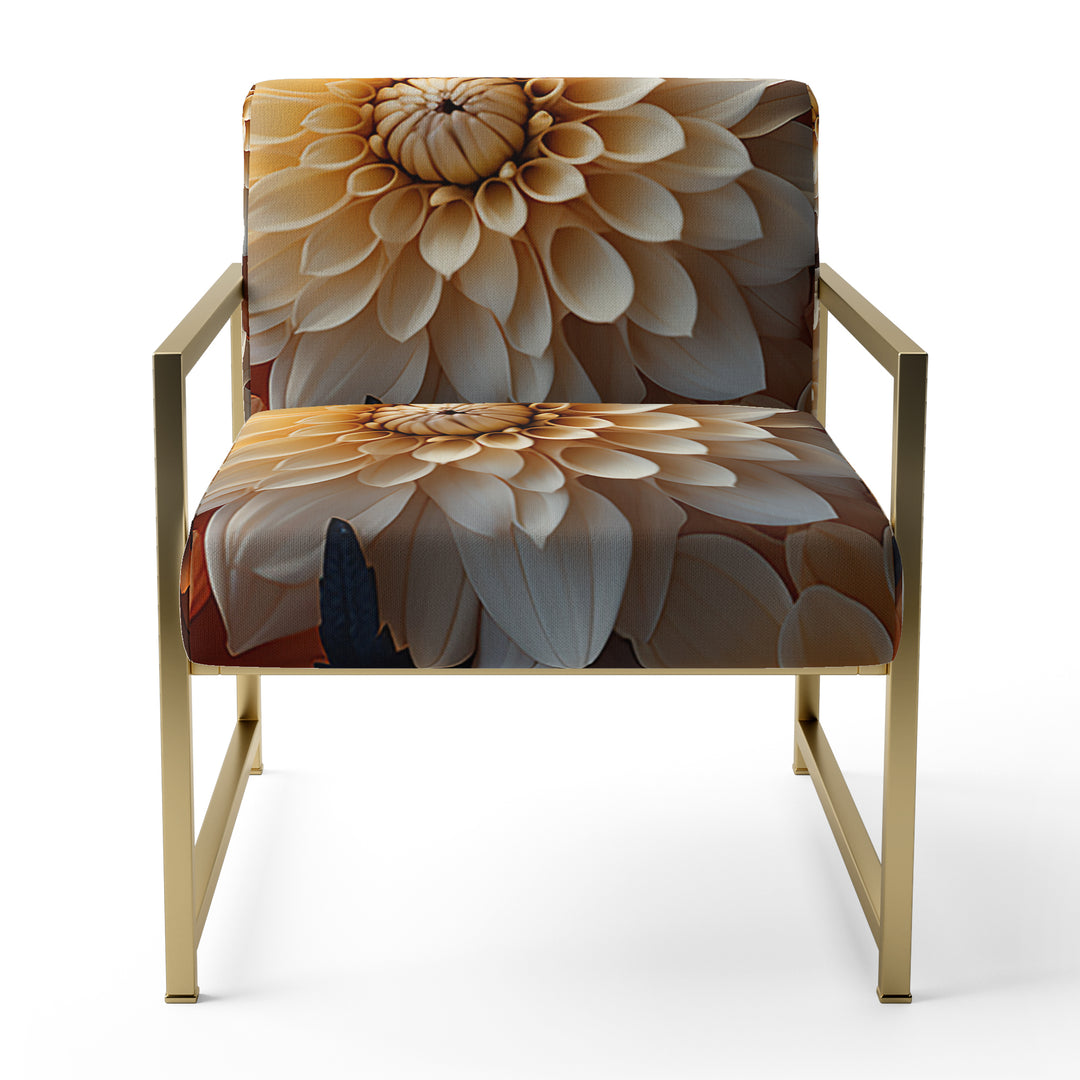 Coral Orange Charming Chrysanthemums - Traditional Accent Slipper Chair