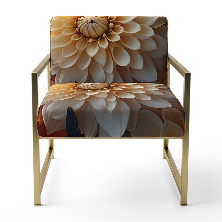 Coral Orange Charming Chrysanthemums - Traditional Accent Slipper Chair