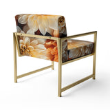 Coral Orange Charming Chrysanthemums - Traditional Accent Slipper Chair