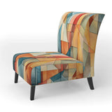 Cubism Experiment With Minimalist I- Upholstered Accent Chair