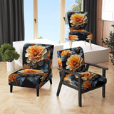 Coral Flower Field Golden Marigolds - Traditional Accent Slipper Chair