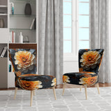 Coral Flower Field Golden Marigolds - Traditional Accent Slipper Chair