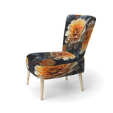 Coral Flower Field Golden Marigolds - Traditional Accent Slipper Chair
