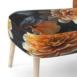 Coral Flower Field Golden Marigolds - Traditional Accent Slipper Chair