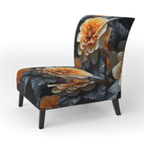 Coral Flower Field Golden Marigolds - Traditional Accent Slipper Chair