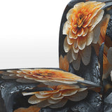 Coral Flower Field Golden Marigolds - Traditional Accent Slipper Chair