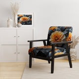 Coral Flower Field Golden Marigolds - Traditional Accent Slipper Chair