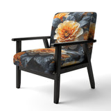 Coral Flower Field Golden Marigolds - Traditional Accent Slipper Chair