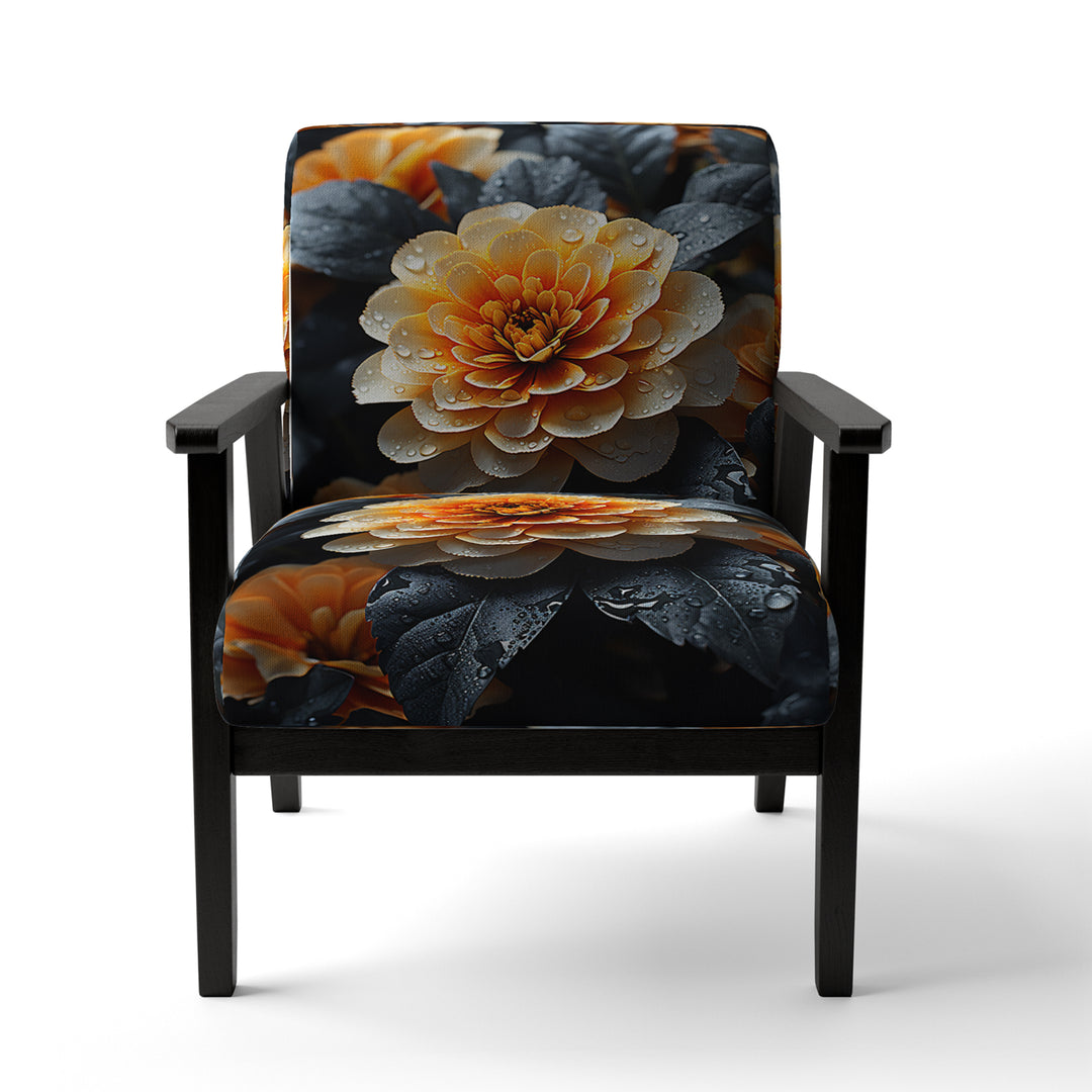 Coral Flower Field Golden Marigolds - Traditional Accent Slipper Chair