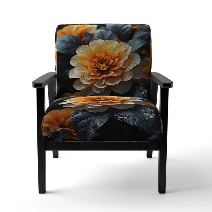 Coral Flower Field Golden Marigolds - Traditional Accent Slipper Chair