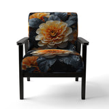 Coral Flower Field Golden Marigolds - Traditional Accent Slipper Chair