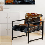 Coral Flower Field Golden Marigolds - Traditional Accent Slipper Chair