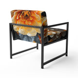 Coral Flower Field Golden Marigolds - Traditional Accent Slipper Chair