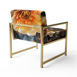Coral Flower Field Golden Marigolds - Traditional Accent Slipper Chair