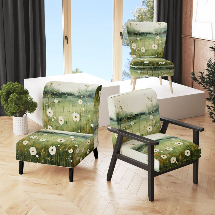 Meadow Minimalist Pastoral Pointillism - Traditional Arm Chair
