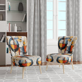 Colorful Mid Century Abstract Fusion I- Upholstered Accent Chair