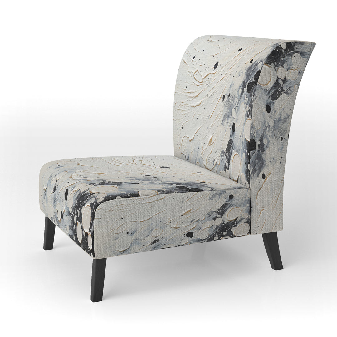 Grey White Mid Century Minimalist Wave - Modern Arm Chair