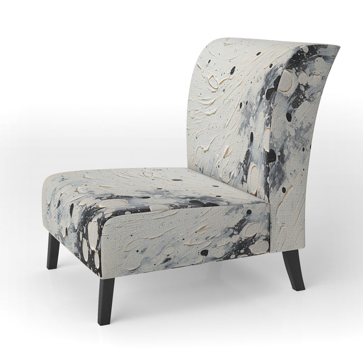 Grey White Mid Century Minimalist Wave - Modern Arm Chair
