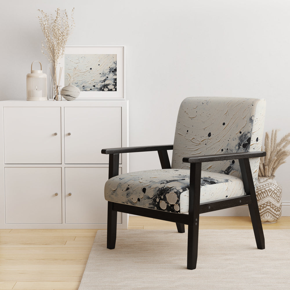 Grey White Mid Century Minimalist Wave - Modern Arm Chair