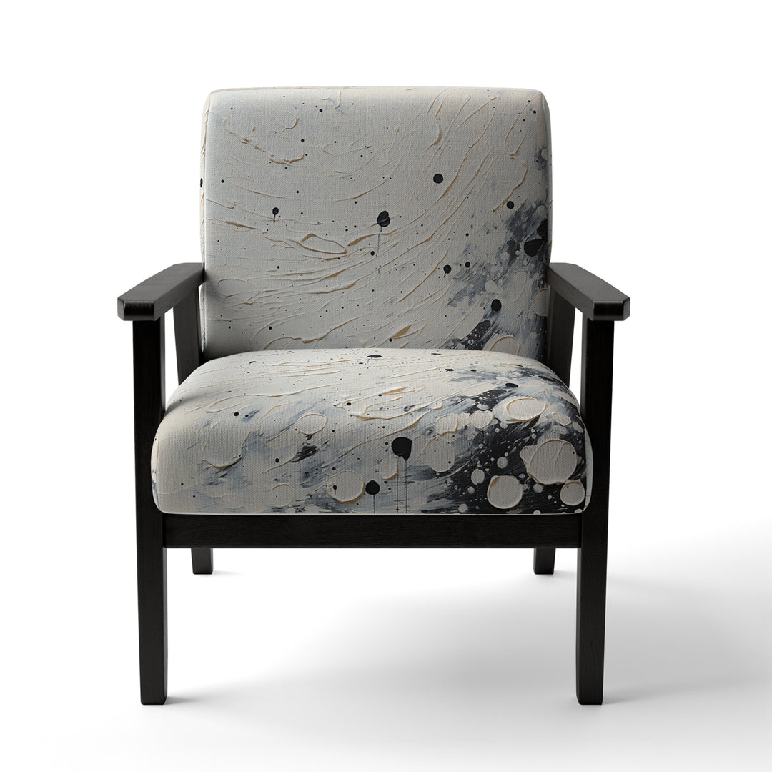 Grey White Mid Century Minimalist Wave - Modern Arm Chair